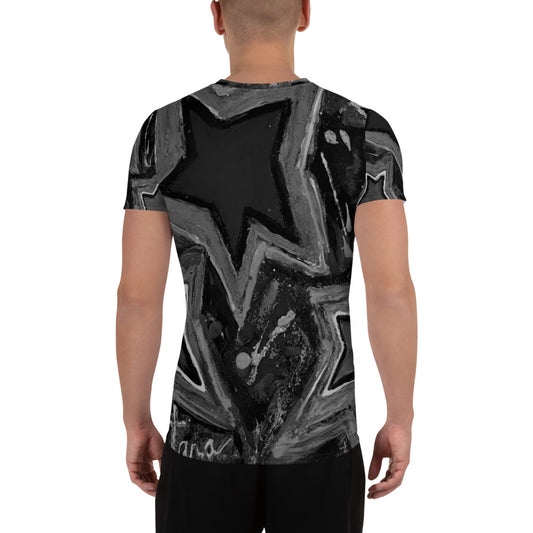All-Over Print Men's Athletic T-shirt "5 Star" Black n White