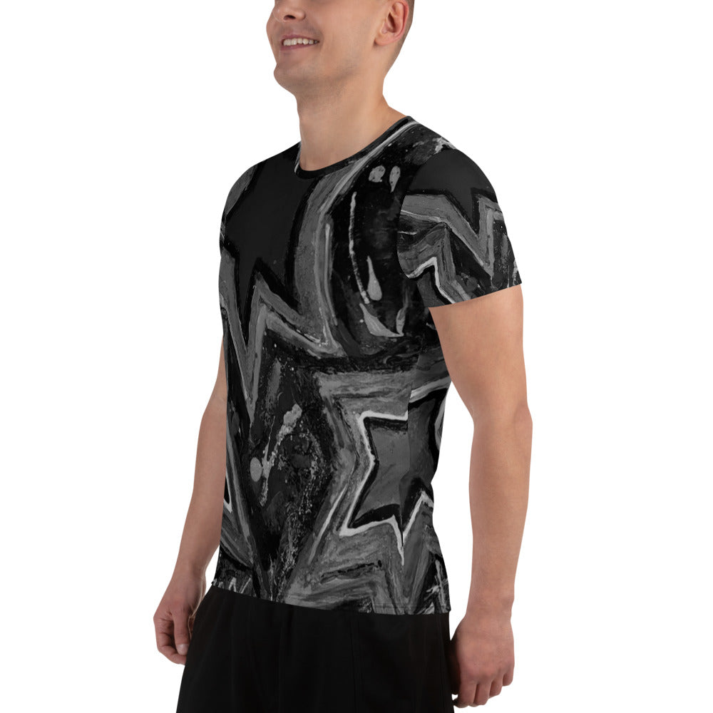 All-Over Print Men's Athletic T-shirt "5 Star"  Black n White