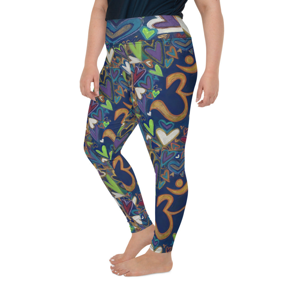 All-Over Print Plus Size Leggings  "Ohm & Hearts" Original Art by Stara Art Artist Tara Sinclair The perfect Yoga Pant for living your best life, inner peace and self love inspired !