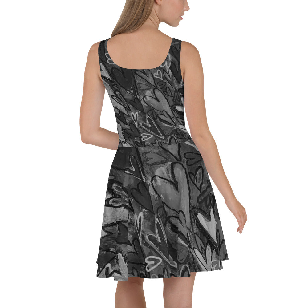 Skater Dress "Black and White Hearts" Artist Tara Sinclair/ Stara Art