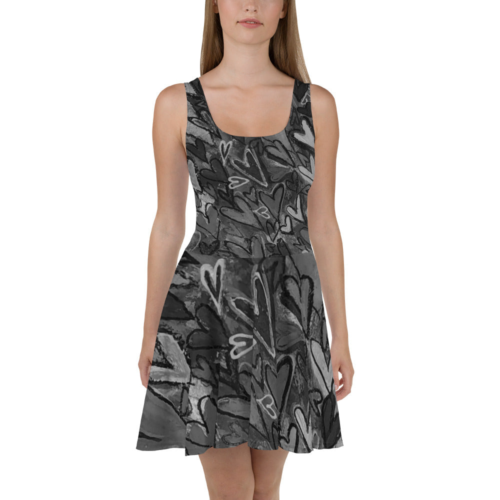 Skater Dress "Black and White Hearts" Artist Tara Sinclair/ Stara Art