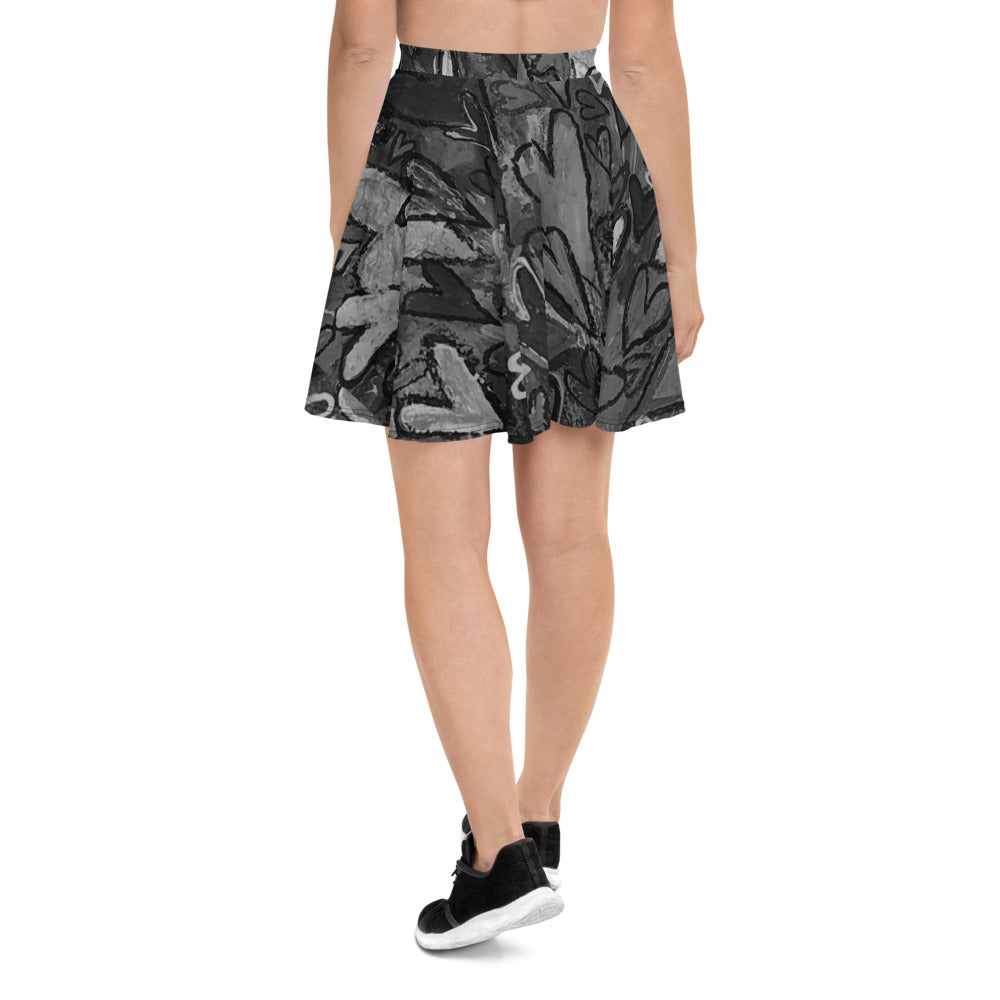 Skater Skirt "Black and White Hearts " Original Art by Stara Art / Artist Tara Sinclair