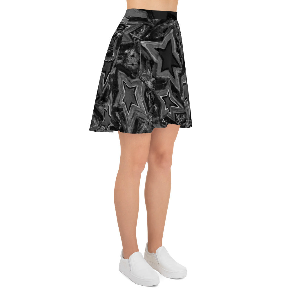 Skater Skirt " Black and White Stars"
