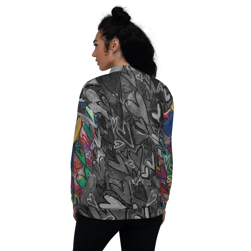Unisex Bomber Jacket "Hearts" Original Art by Stara Art / Artist Tara Sinclair