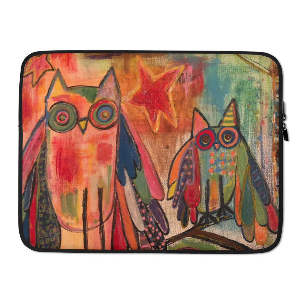 Laptop Sleeve "Owls at the Gate" Original Artwork by Tara Sinclair/ Stara Art