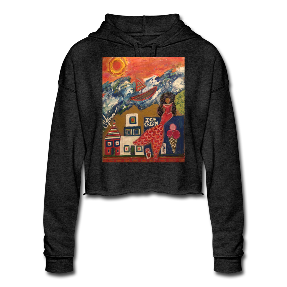 Women's Cropped Hoodie - deep heather