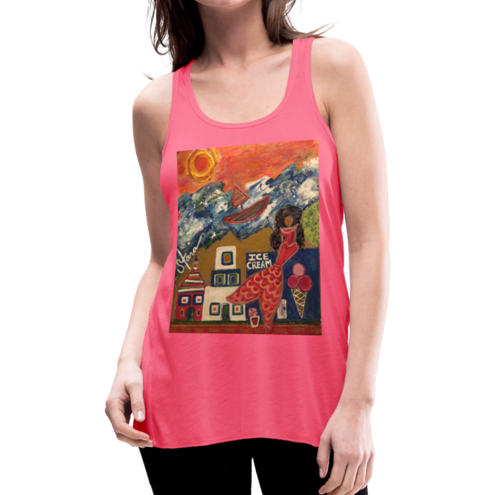 Women's Flowy Tank Top by Bella - neon pink