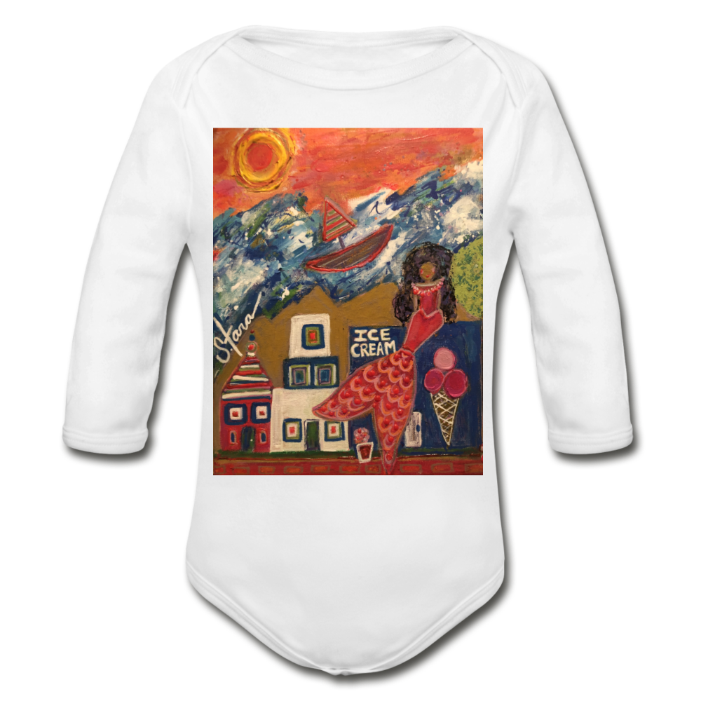 Organic Long Sleeve Baby Bodysuit - white