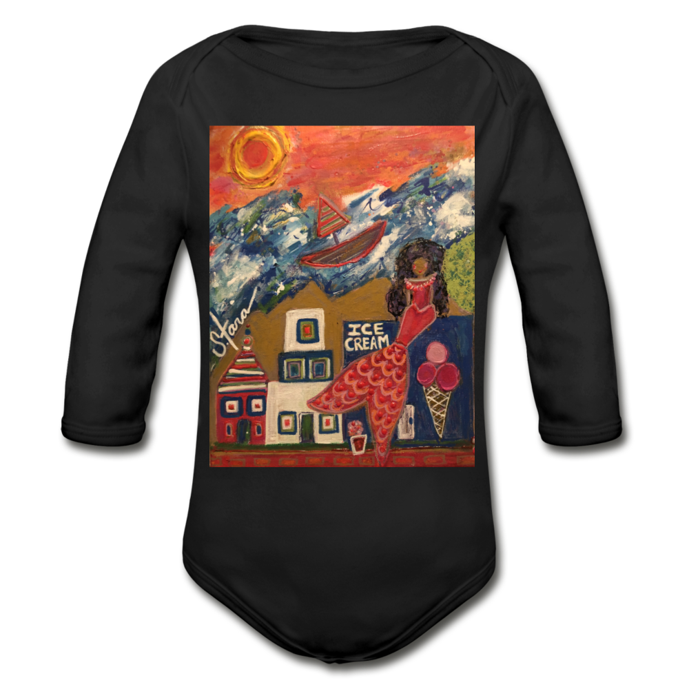 Organic Long Sleeve Baby Bodysuit - black