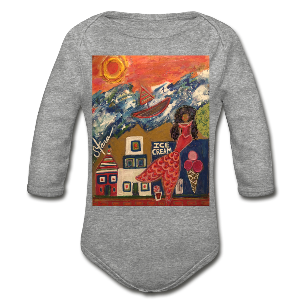 Organic Long Sleeve Baby Bodysuit - heather gray