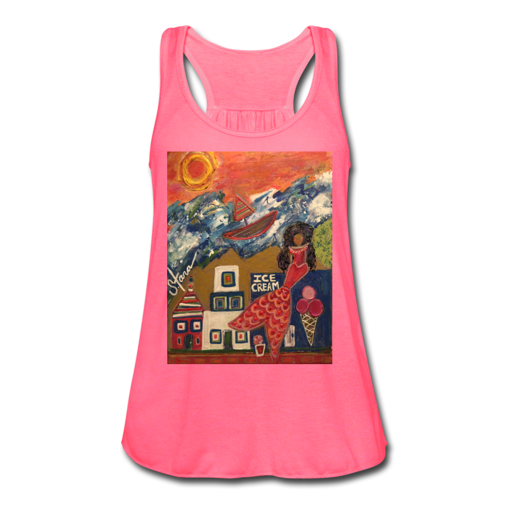 Women's Flowy Tank Top by Bella - neon pink
