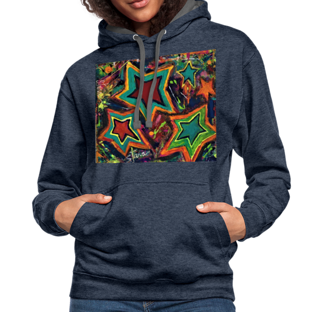 Contrast Hoodie - indigo heather/asphalt