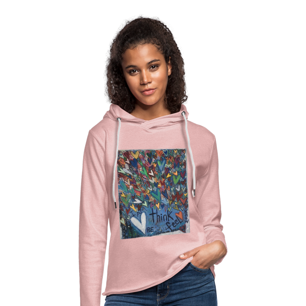 Unisex Lightweight Terry Hoodie - cream heather pink