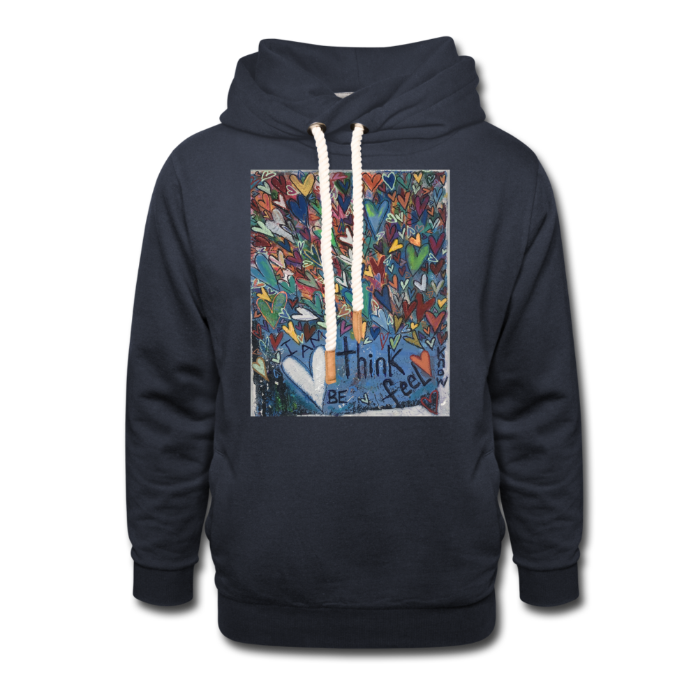 Shawl Collar Hoodie - navy