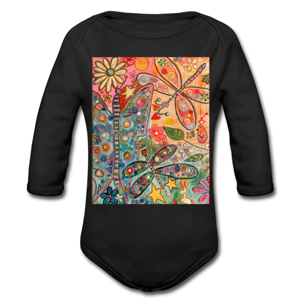 Organic Long Sleeve Baby Bodysuit - black