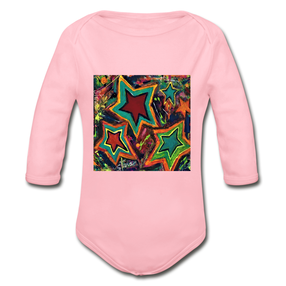 Organic Long Sleeve Baby Bodysuit - light pink