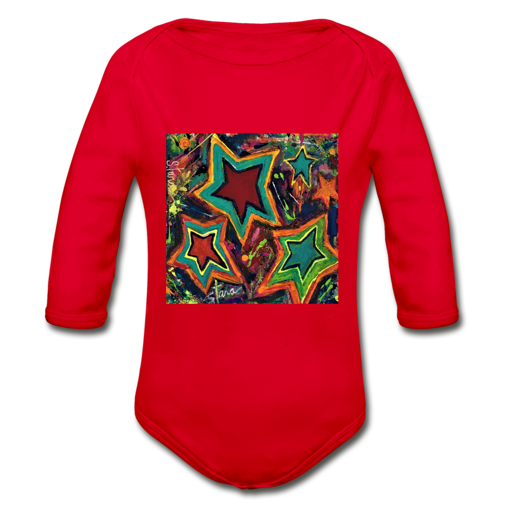 Organic Long Sleeve Baby Bodysuit - red