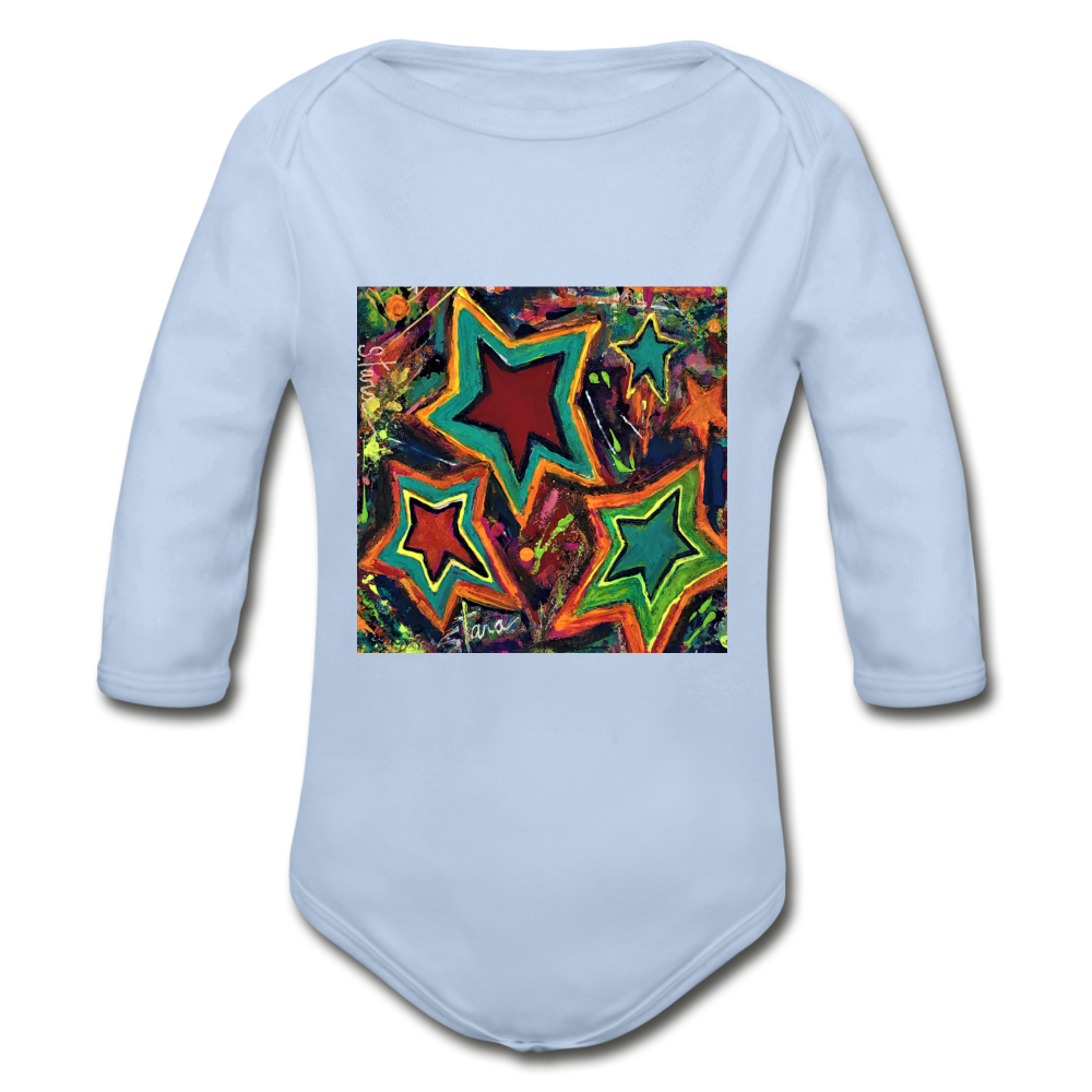 Organic Long Sleeve Baby Bodysuit - sky