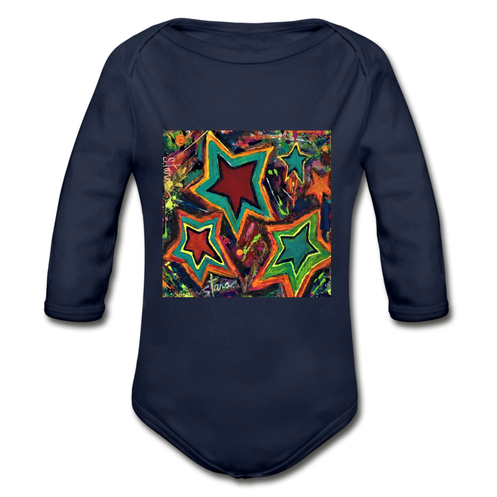 Organic Long Sleeve Baby Bodysuit - dark navy