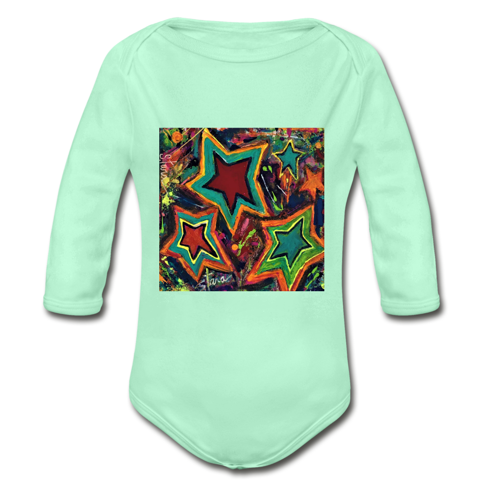 Organic Long Sleeve Baby Bodysuit - light mint