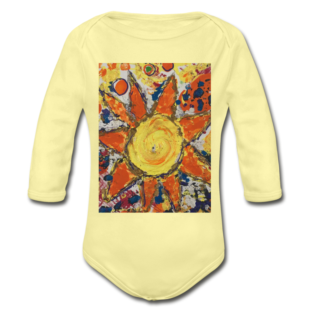 Organic Long Sleeve Baby Bodysuit - washed yellow