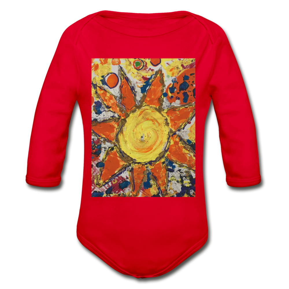 Organic Long Sleeve Baby Bodysuit - red