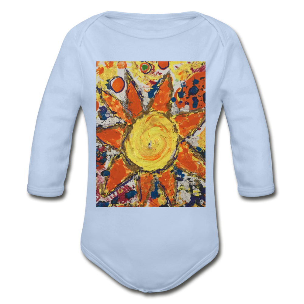 Organic Long Sleeve Baby Bodysuit - sky