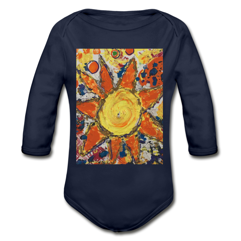 Organic Long Sleeve Baby Bodysuit - dark navy