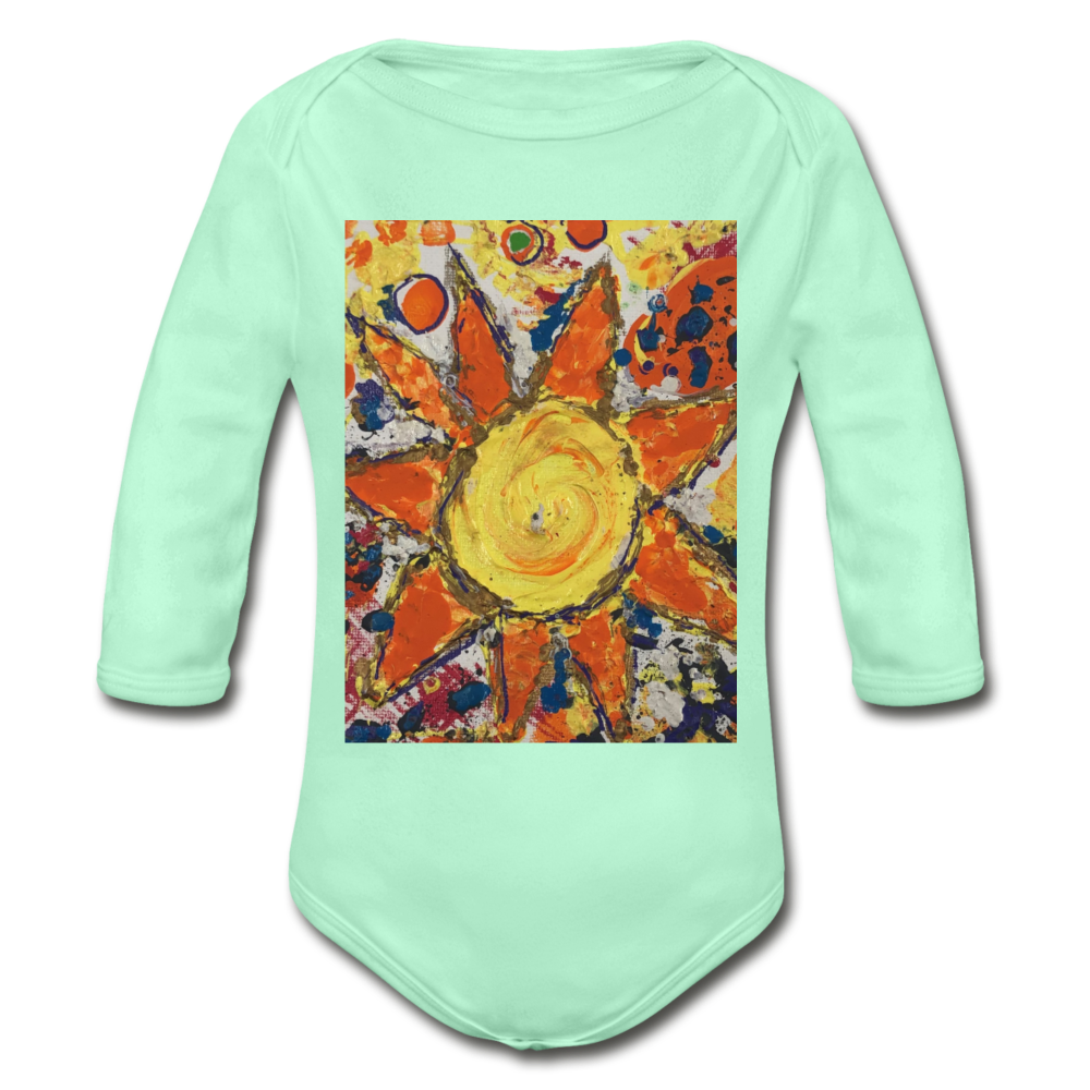 Organic Long Sleeve Baby Bodysuit - light mint