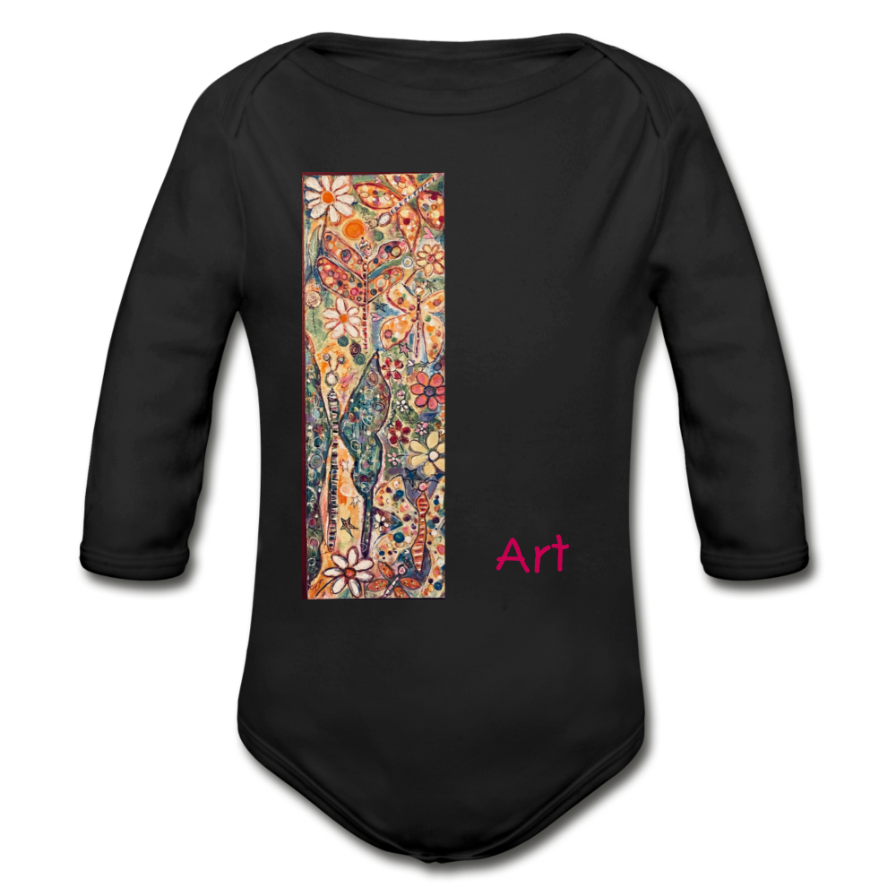 Organic Long Sleeve Baby Bodysuit - black