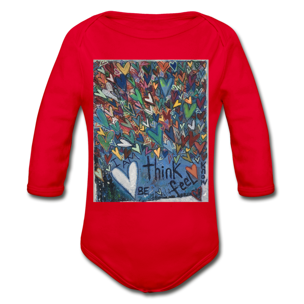 Organic Long Sleeve Baby Bodysuit - red