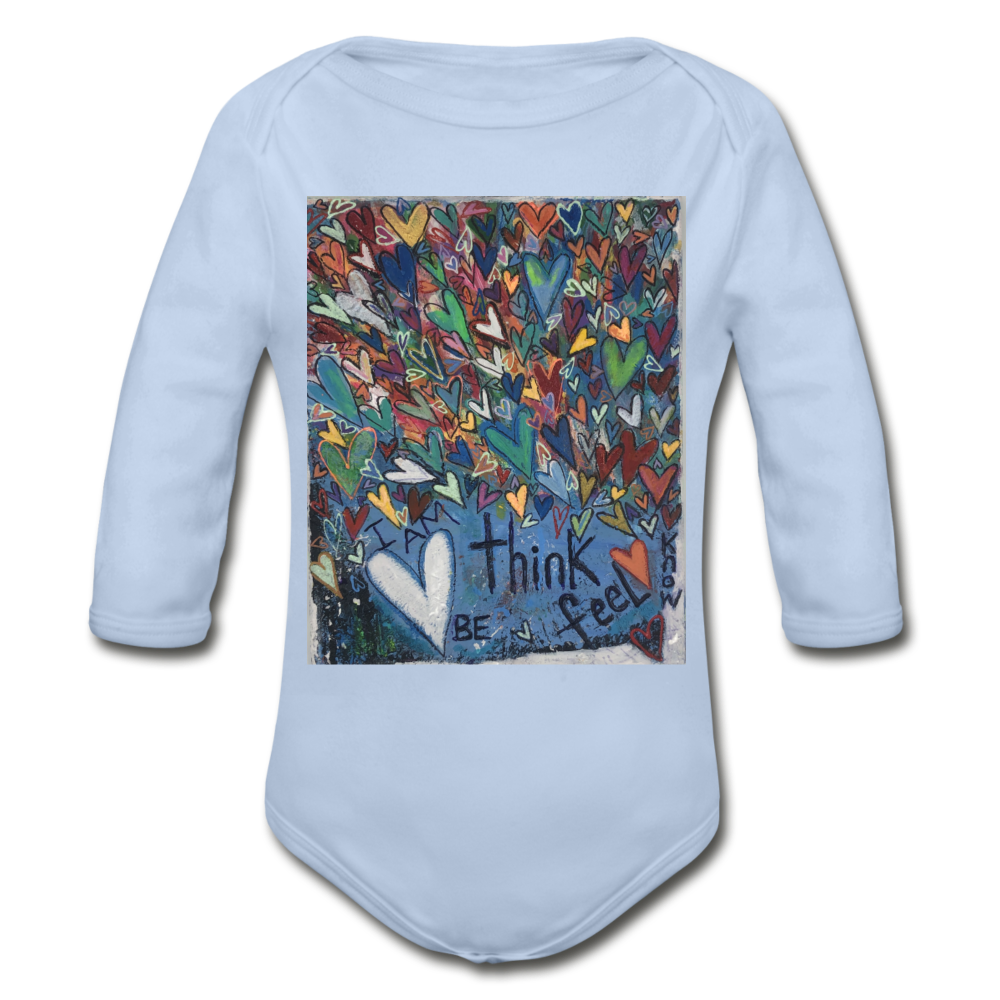 Organic Long Sleeve Baby Bodysuit - sky