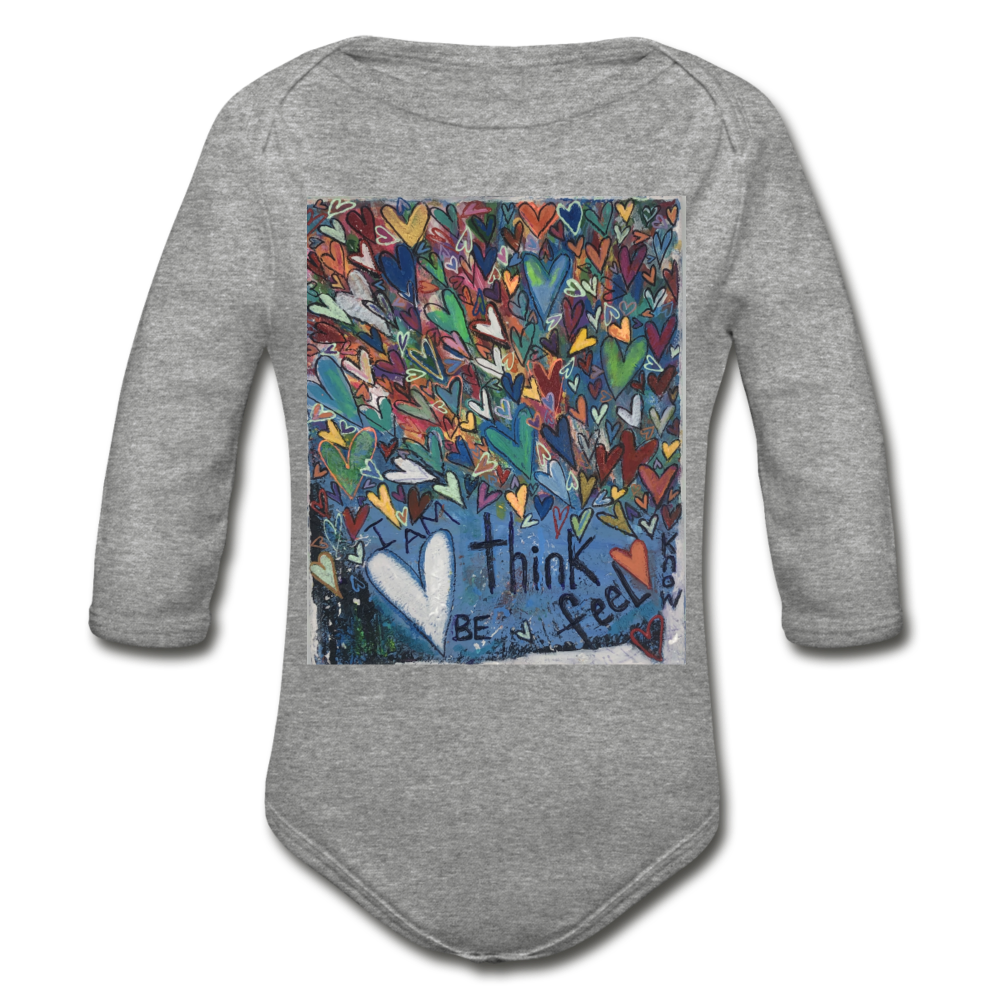 Organic Long Sleeve Baby Bodysuit - heather gray