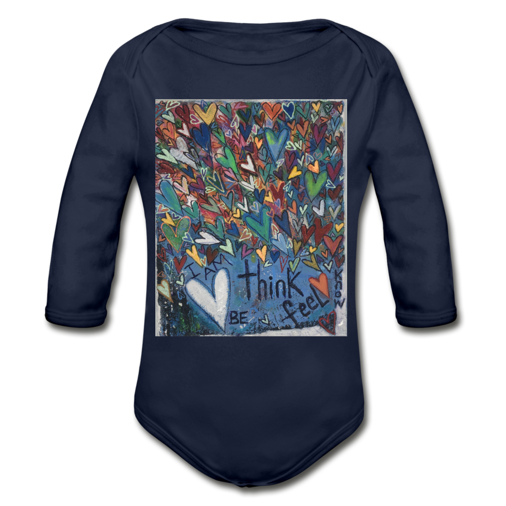 Organic Long Sleeve Baby Bodysuit - dark navy