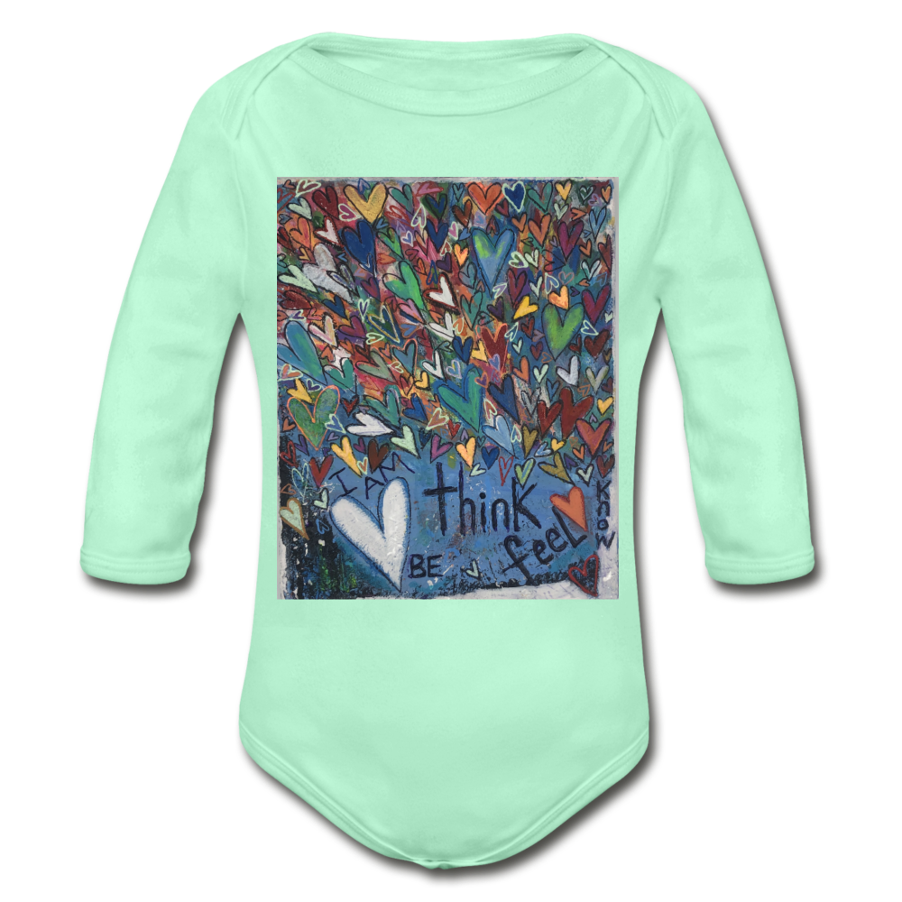 Organic Long Sleeve Baby Bodysuit - light mint