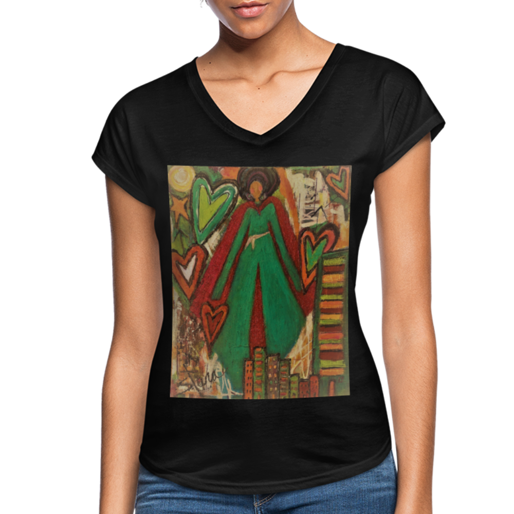 Women's Tri-Blend V-Neck T-Shirt - black