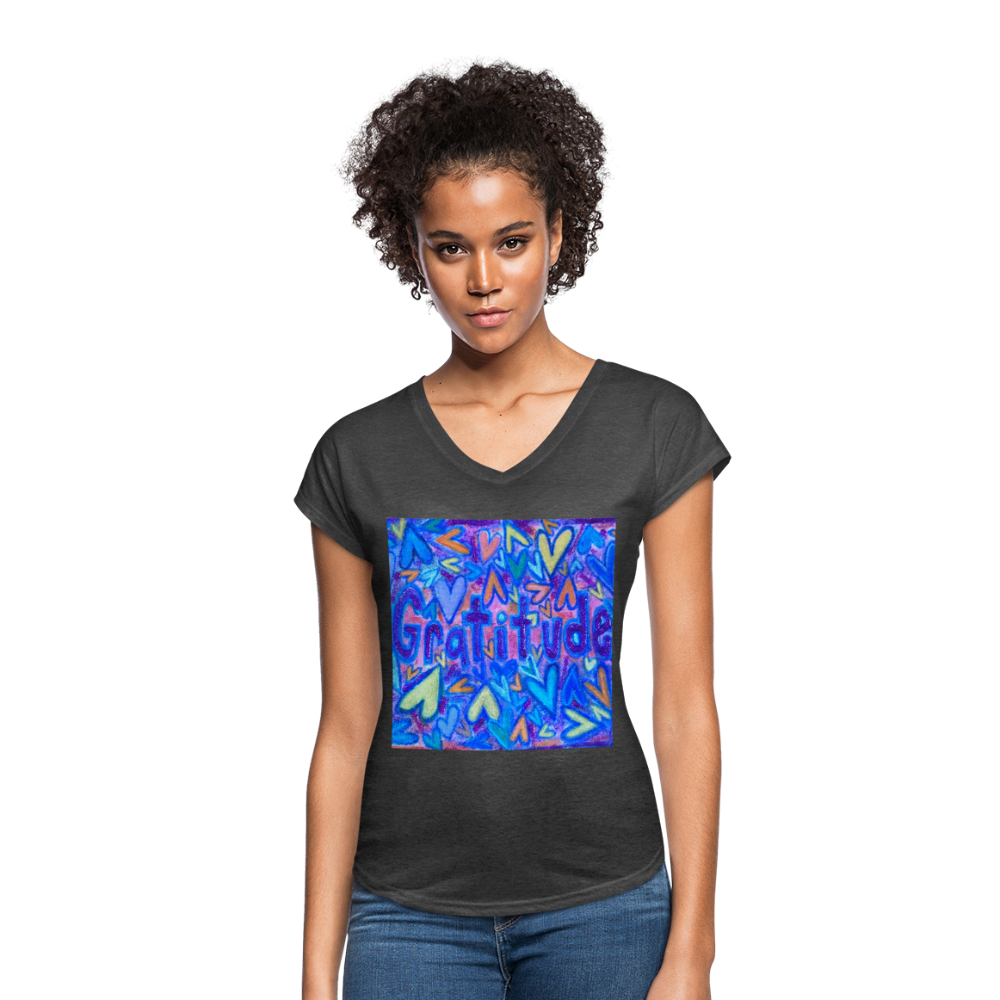 Women's Tri-Blend V-Neck T-Shirt - deep heather
