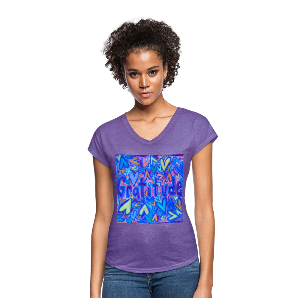 Women's Tri-Blend V-Neck T-Shirt - purple heather