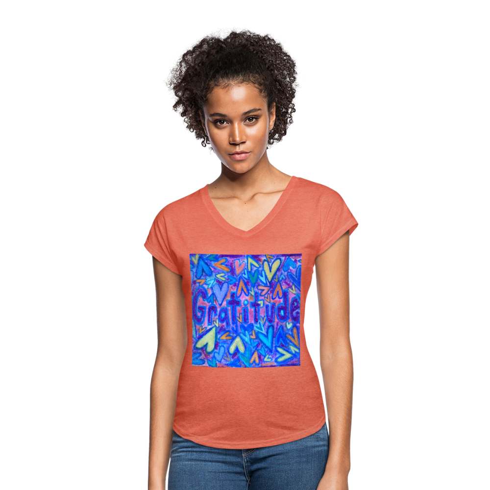 Women's Tri-Blend V-Neck T-Shirt - heather bronze