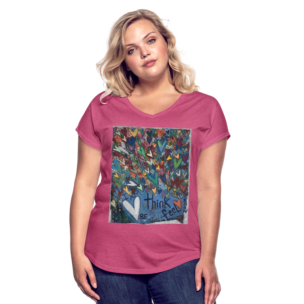 Women's Tri-Blend V-Neck T-Shirt - heather raspberry