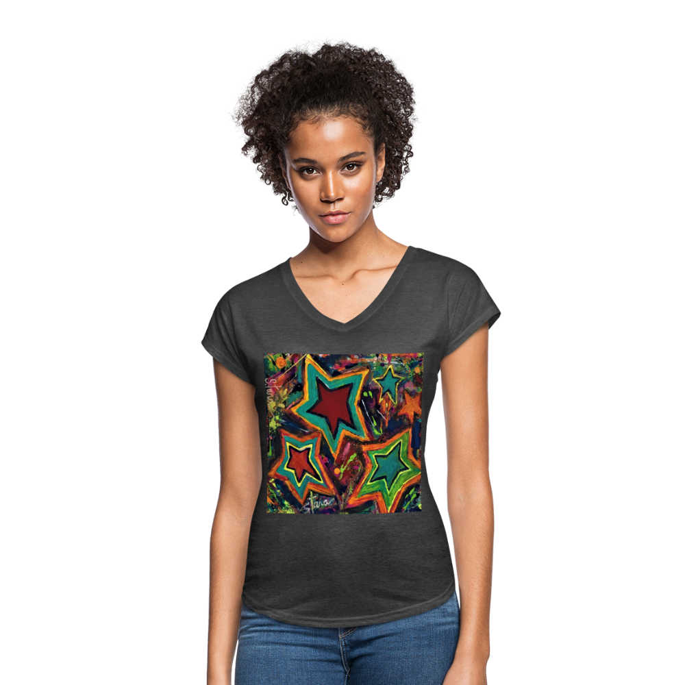 Women's Tri-Blend V-Neck T-Shirt - deep heather