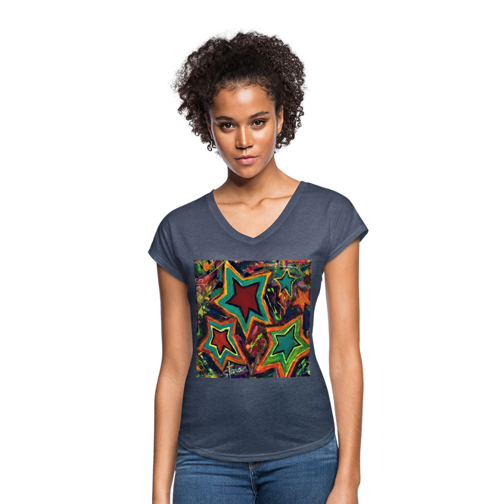 Women's Tri-Blend V-Neck T-Shirt - navy heather