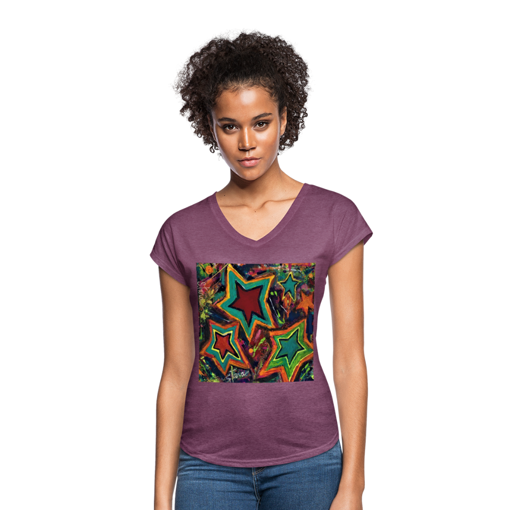 Women's Tri-Blend V-Neck T-Shirt - heather plum