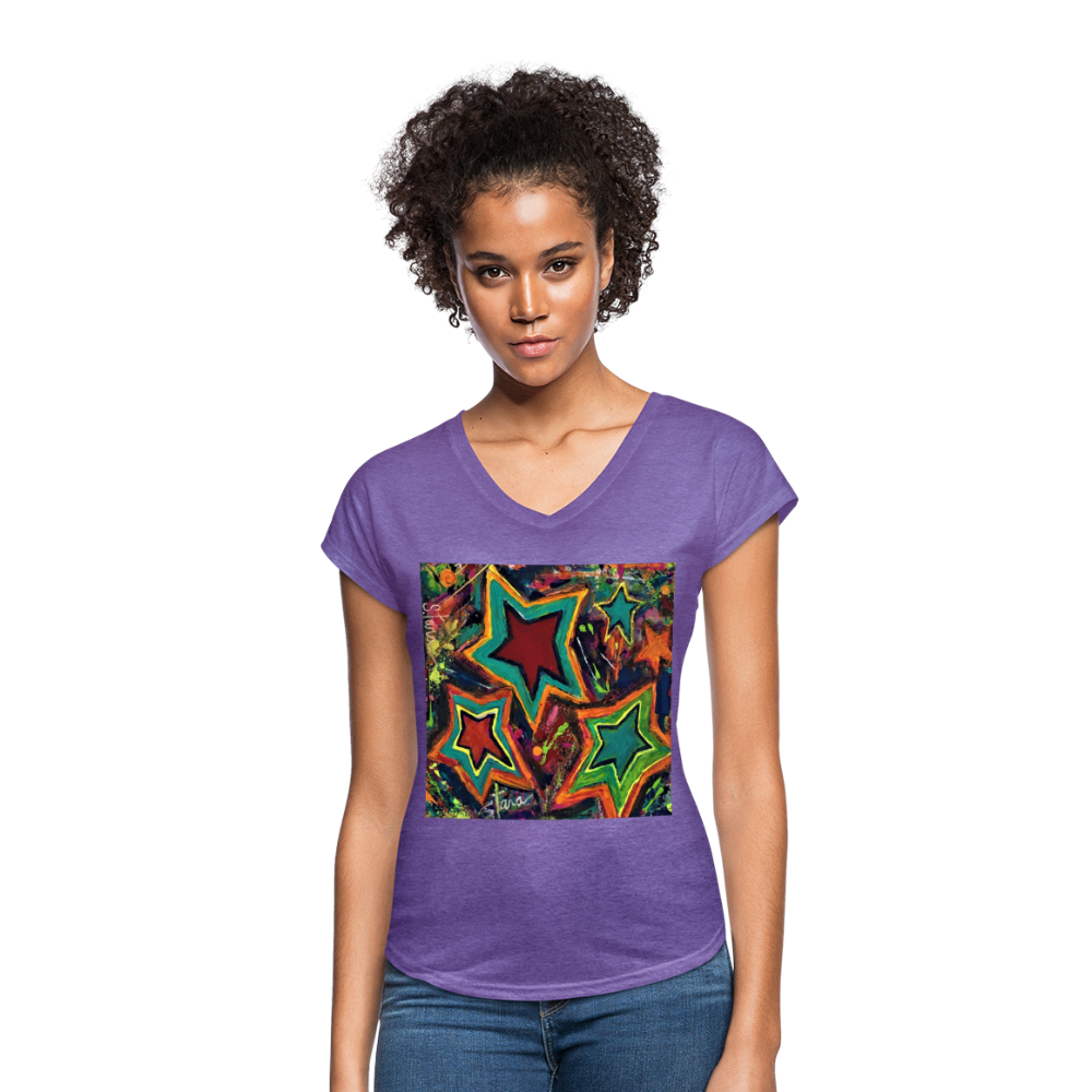 Women's Tri-Blend V-Neck T-Shirt - purple heather