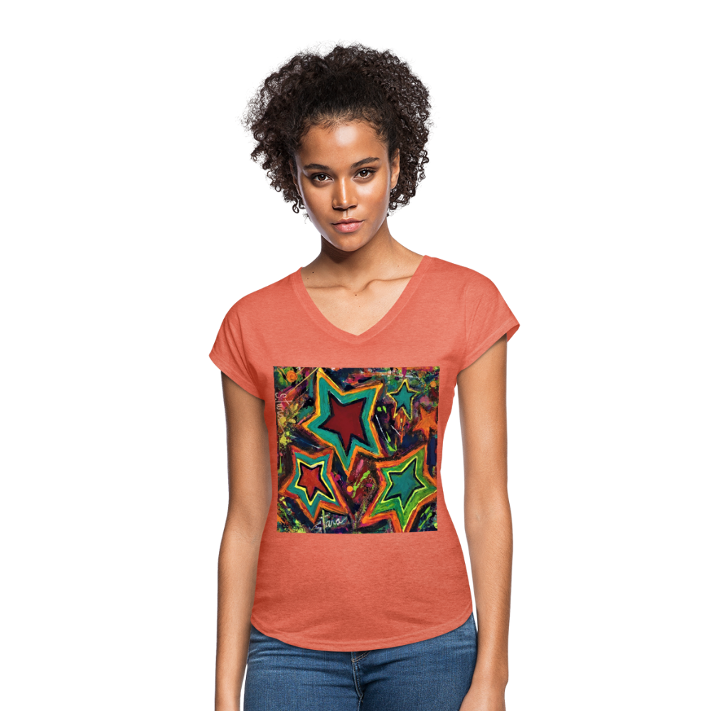 Women's Tri-Blend V-Neck T-Shirt - heather bronze