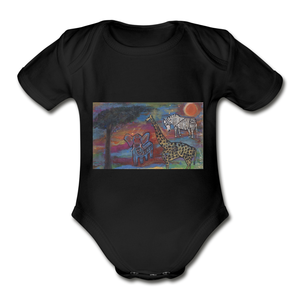 Organic Short Sleeve Baby Bodysuit - black