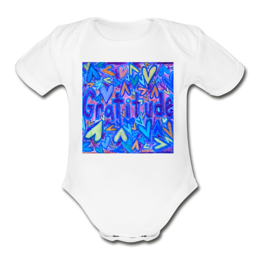 Organic Short Sleeve Baby Bodysuit - white