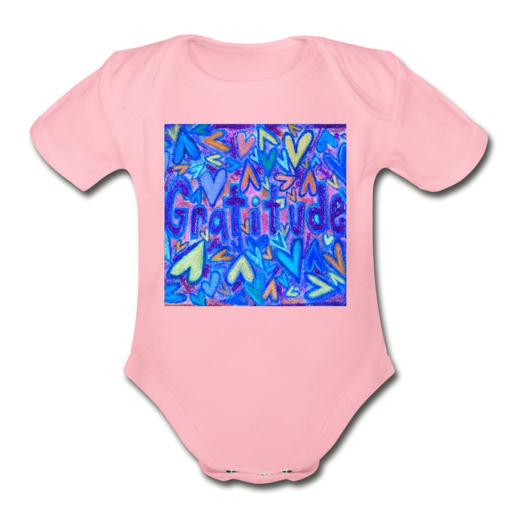 Organic Short Sleeve Baby Bodysuit - light pink