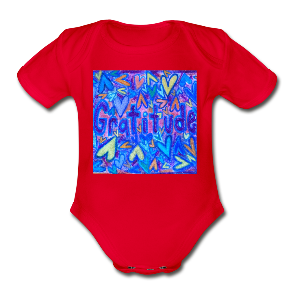 Organic Short Sleeve Baby Bodysuit - red