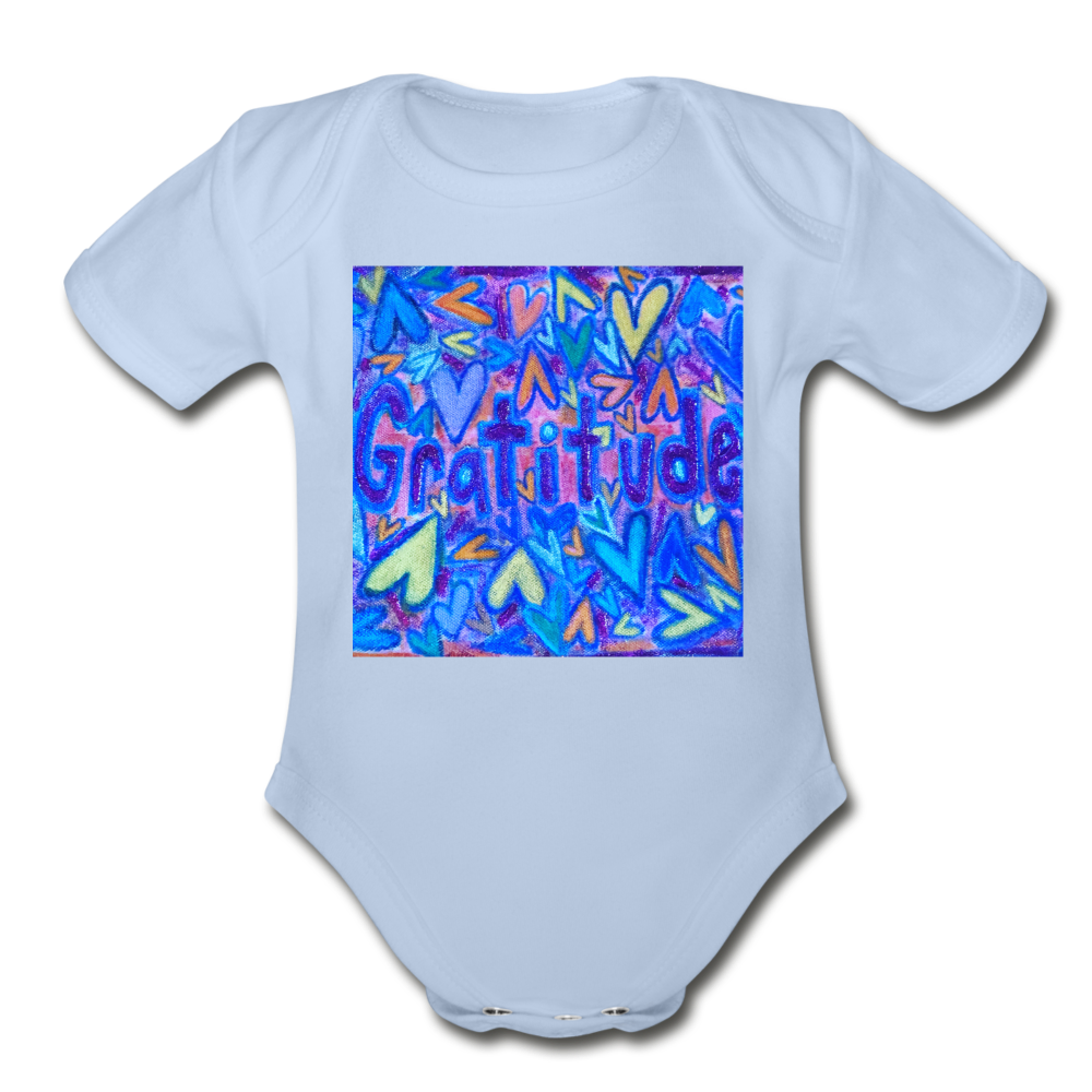 Organic Short Sleeve Baby Bodysuit - sky